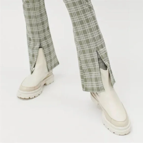 Urban Outfitters Urban Renewal Remnants Plaid Front Slit Olive Pants - Picture 3 of 11